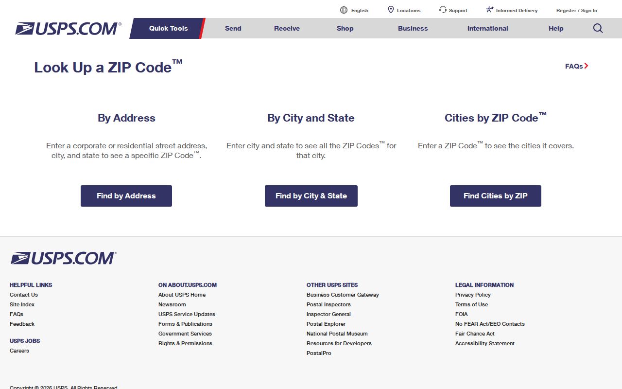 Greenfield ZIP code directory USPS lookup screen