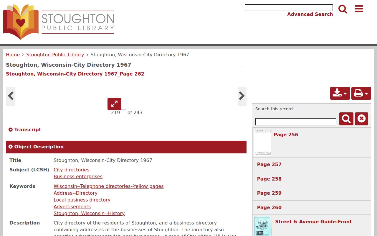 Greenfield city directory research using an MPL digital sample